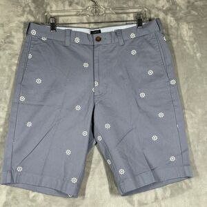 J Crew Rivington Mens Shorts 35W Blue Nautical Ship Wheel Print Casual Chino